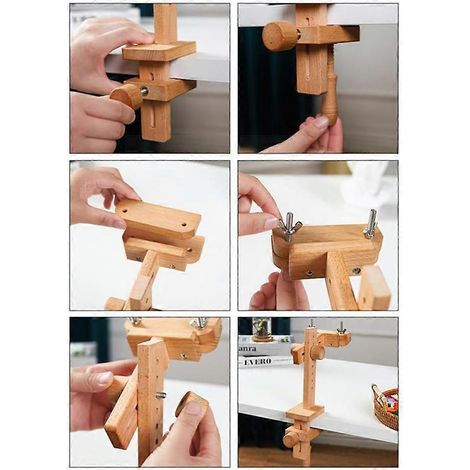 Cercle à broder en bois, support de bureau rotatif à 360°, anneaux réglables, outil de broderie pour adultes, cadre de couture J8K0 (1/2)