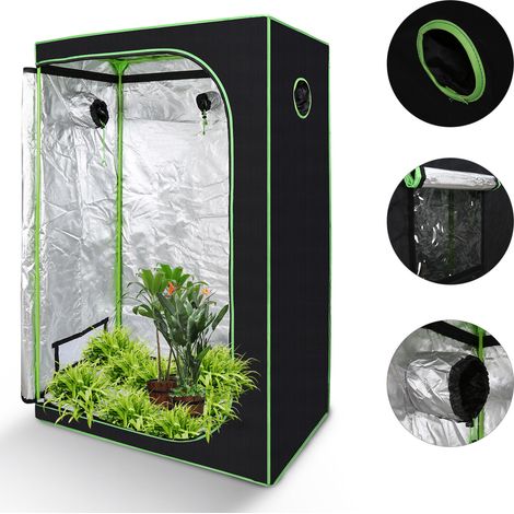 Randaco Grow Room 120x60x180cm - Tenda idroponica con finestra di osservazione - Nero