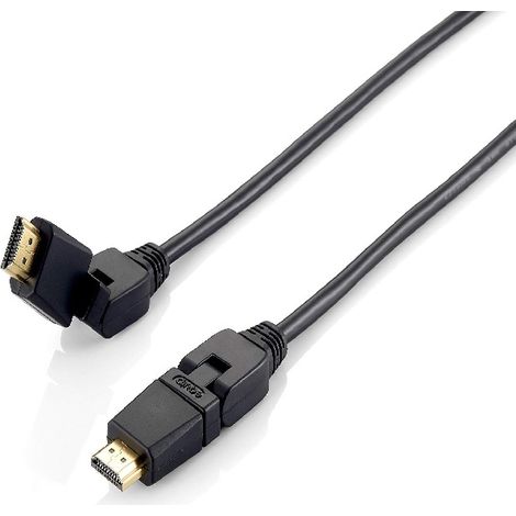 CABLE HDMI EQUIP HDMI 2.0 HIGH SPEED CON ETHERNET 3M CONECTORES PIVOTANTES 180Âº 119363