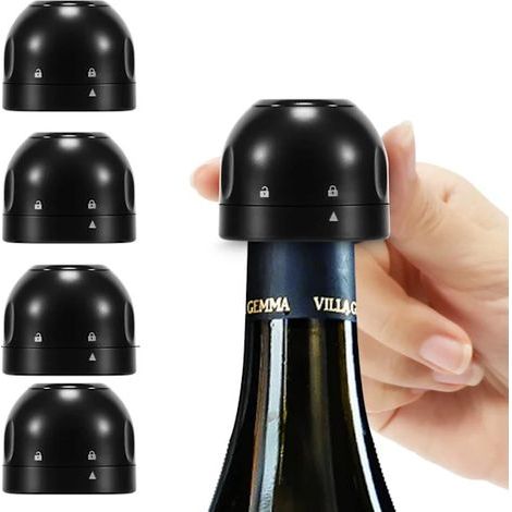 Champagne stoppers, wine stoppers, set of 4, universal, reusable, silicone, airtight, leakproof. - AquaForge (1/5)
