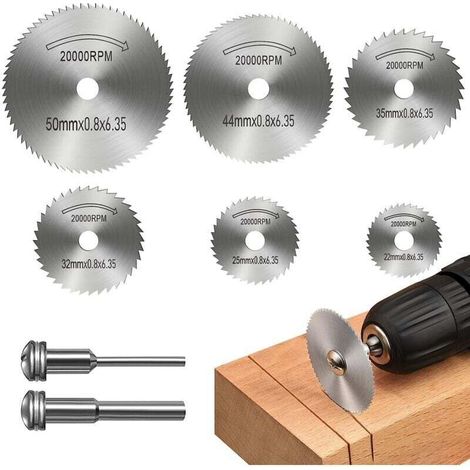 Disques de Coupe pour Outil Rotatif, Lames de Perceuse à Disque, Disques de coupe HSS, Lames de scie en acier rapide, Lame Mini Scie Circulaire pour la Coupe du bois, Plastique et Métal (8 Pièces) (1/4)