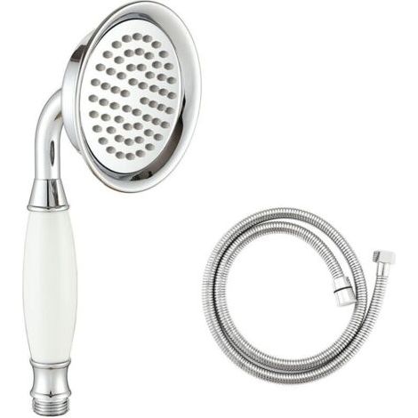 Pommeau de douche victorien et tuyau de 150 cm traditionnel en laiton et céramique pour salle de bain (1/4)