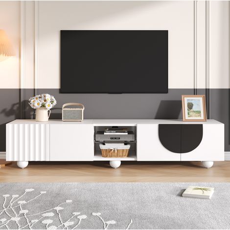 Mobile TV moderno 180 x 40 x 41,5 cm, bianco e nero HAVRYA (1/5)