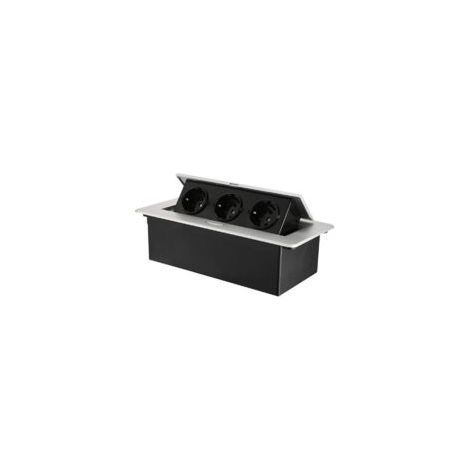 Bardusch-Prise encastrable escamotable avec 3 prises pour plan de travail, comme prise de table ou prise au sol pour la cuisine, le bureau, l\'agencement peu encombrant des emplacements