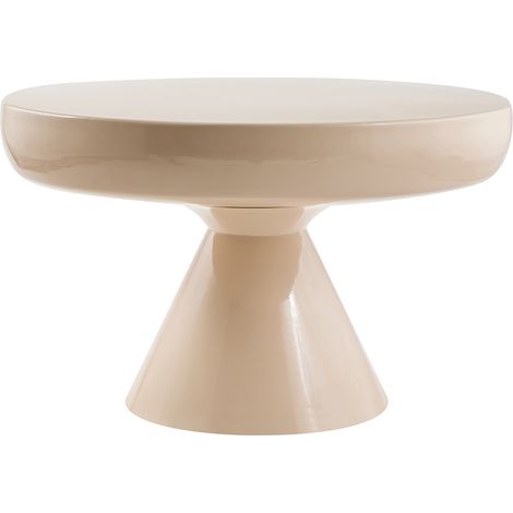 Table basse ronde en métal émaillé beige D59 cm AMINA (1/3)