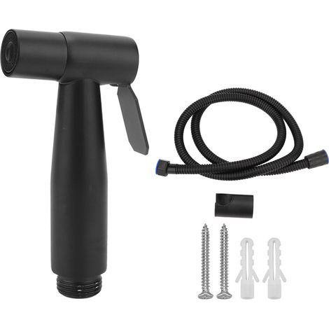 Douchette de bidet pour WC – Acier inoxydable 304 noir – Avec support mural et flexible 1,2 m (1/5)