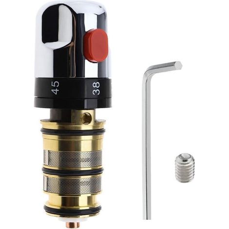 1 cartouche de rechange thermostatique pour mitigeur de baignoire et douche en laiton massif plaqué chrome (1/5)