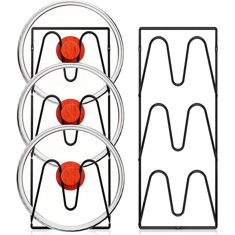 Juego de 2 soportes de pared autoadhesivos para tapas de ollas, sin necesidad de taladrar, para la cocina. (1/5)