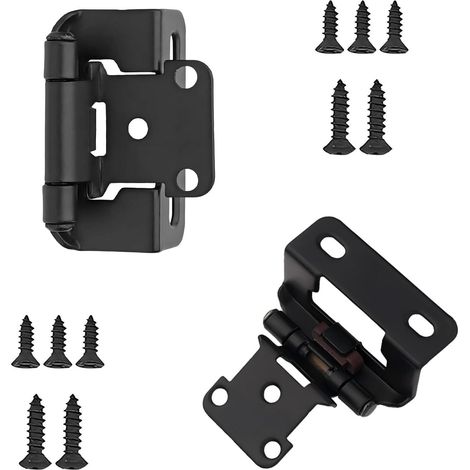 Charnières de cuisine Qrity (lot de 2) à recouvrement partiel de 1/2 po, pour portes de placards de cuisine et de salle de bain, noires (1/5)