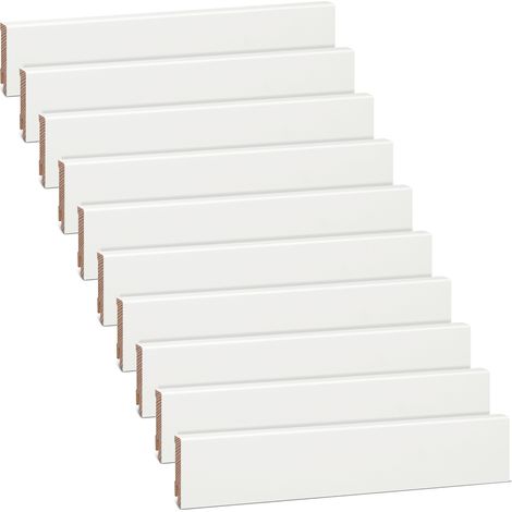 Plinthe en bois massif de pin laqué blanc RAL 9010, 24 m, 16 × 58 mm