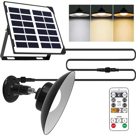 Lampe solaire avec télécommande, 3 températures de couleur, suspension solaire IP65, pour extérieur et intérieur (1/5)