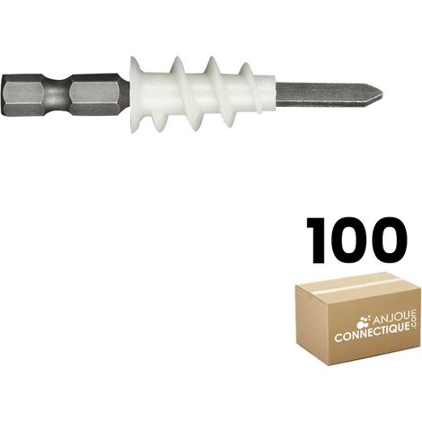 100 chevilles plastique autoforeuse RAMTWIST - Ø3 à 5 mm de vis - Longueur 25 mm - Ram (1/4)