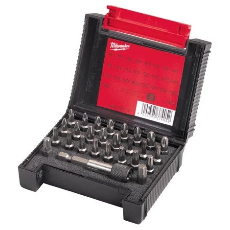 Estuche de puntas compacto de 27 piezas PH1 x2 / PH2 x2 / PH3 x1 / PZ1 x2 / PZ2 x4 / PZ3 x2 / TX10 x2 / TX15 x3 / TX20 x3 / TX25 x3 / TX30 x1 / TX40 x1 Portapuntas con bloqueo de cambio rápido