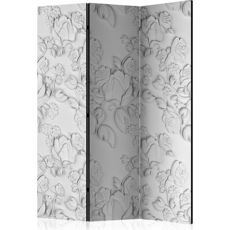Paravento - White ornament: roses [Room Dividers] - 135x172 (1/4)