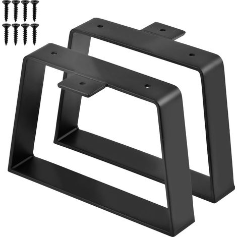 Lot de 2 Pieds de Table Trapézoïdaux, Pieds de Table en Métal Noir avec Vis, Pied de Table Trapézoïdaux Pied en Métal, Pied de Meubles en Métals pour Tables Basses Bureaux Tables de Chevet (1/5)