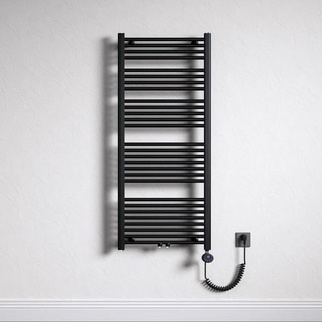 Mai & Mai Radiateur de Salle de Bain Electrique 140x60cm Gris Noir Sèche-Serviettes avec Résistance Chauffante 800W (1/5)