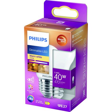 Philips LED 871951432449700 LED CEE D (A - G) E27 forme de goutte 3.4 W = 40 W blanc chaud (Ø x L) 45 mm x 78 mm 1 pc(s) W183632 (1/4)