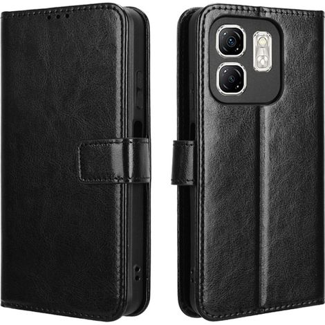 Étui à rabat pour Infinix Hot 50i 4G, Crazy Horse Wallet, Noir (1/5)