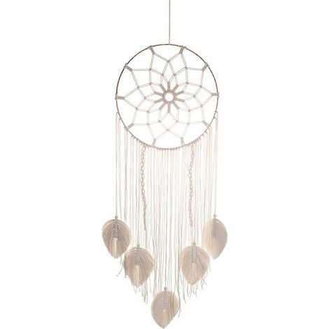 Attrape-rêves en macramé, grand format, à suspendre au mur, fait main, style bohème, avec pompons, pour la décoration de la chambre ou du salon. (1/5)