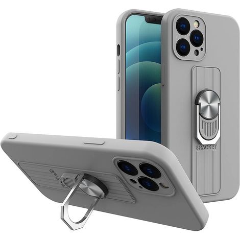 Custodia con anello in silicone, anello per dito e supporto per Samsung Galaxy S21 Ultra 5G, colore argento. (1/3)