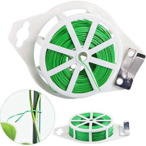 100M Attache de Jardin pour Plantes, Lien Attache Vegetaux, Fil Jardinage Vert, Fil de Fer Jardin pour lier des tomates, des Fleurs, des couronnes de Noël (0.7mm) (1/5)