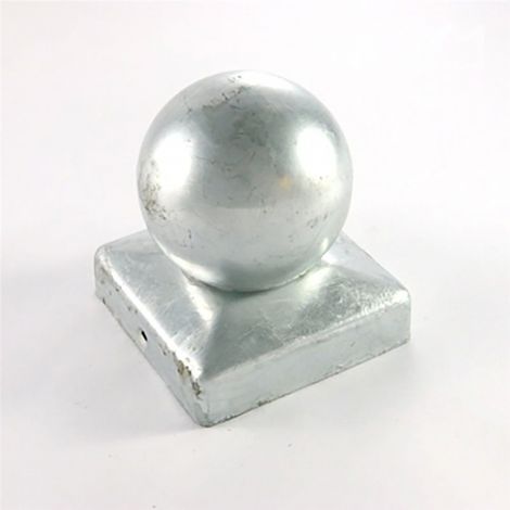 COPRIPALO ZINCATO A CALDO CON SFERA PER PALI QUADRO IN LEGNO - 91 x 91 mm