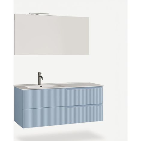 Mobile bagno sospeso con specchio e lavabo Venere SX - Azzurro