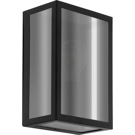Applique Esterno Alamonte Smoke Acciaio Nero Vetro Trasparente 1 Luce E27 Ip44