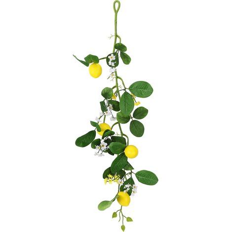 Guirlande de Verdure au Citron, Plantes Vertes Simulées avec des Fleurs Blanches pour la Décoration de Fête de Mariage à la Maison (220324TW04-1) (1/5)