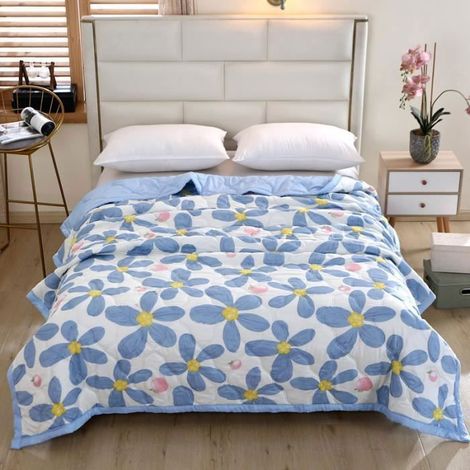 Couette D'été, Imprimé Couvre Lit Réversible 100% Coton Lavé, Couette 1 Personne ou Couette 2 Personne, Couette 200x230cm (1/4)