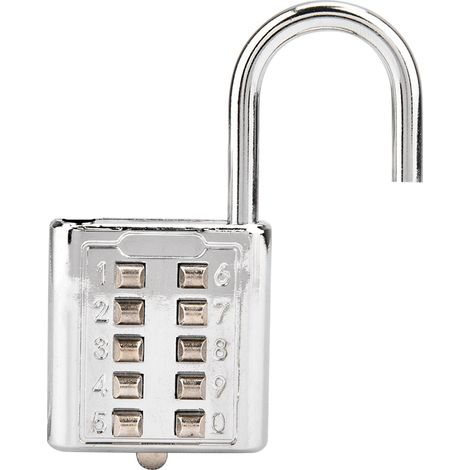 Cadenas à combinaison à 10 chiffres avec bouton-poussoir, cadenas à bouton aveugle