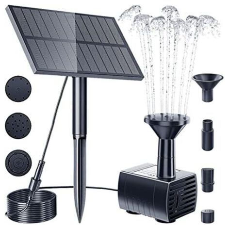 Pompe de bassin solaire pour extérieur, 5 W, 5 V, fontaine solaire, décoration de jardin, avec panneau solaire enfichable, 180 l/h, pompe à eau (1/5)