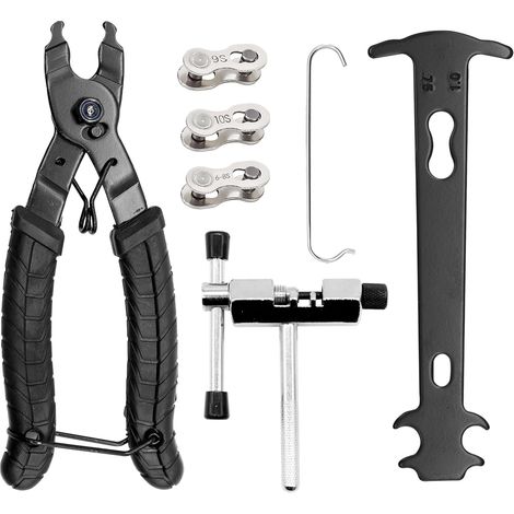 Fahrradketten-Reparaturset – 10-teilig – Stahl – zum Kürzen und Messen – für 6- bis 12-Gang-Fahrräder – Schwarz (1/5)