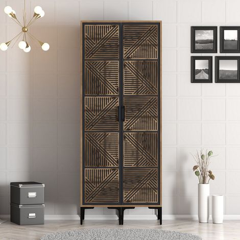 Kleiderschrank Kumsal PP Walnuss Anthrazit Melamin 80x47,5x201,4 (1/5)