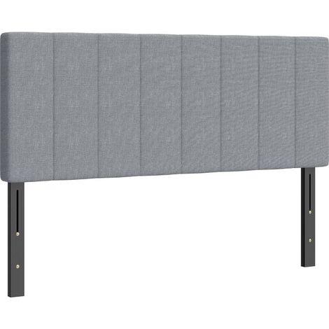 Tête de lit réglable en hauteur (3 positions), pieds en métal, aspect lin, 160 x 10 x 106/116/126 cm, gris (1/5)