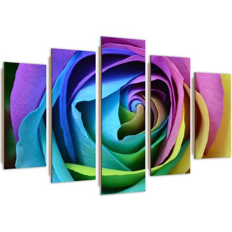Quadro deco panel 5 parti, Rosa colorata - 200x100 (1/5)