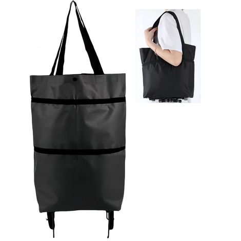 Pièce - Sac de courses - Chariot de courses à roulettes - Chariot de courses pliable 2 en 1 - Chariot à sacs de courses - Portable - Imperméable - Pliable - À pousser (1/5)