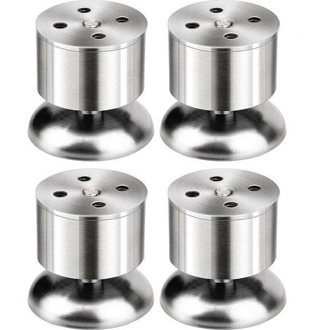 Set of 4 Feet – 6 cm Adjustable Stainless Steel Furniture Table Legs with Rubber Mat and Screws MUMU (1/4)