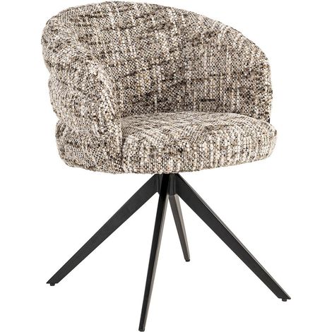 chaise pivotante design tissu brun pieds noirs confort moderne - brun chiné tissu texturé (1/5)