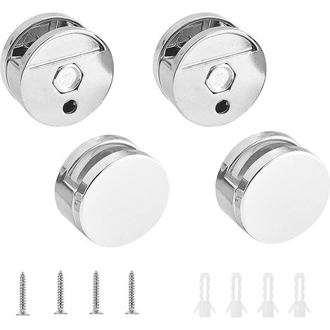 Lot de 4 pinces à verre en alliage de zinc, pour miroir, fixation de miroir, pour salle de bain, salon et lieux publics (1/5)