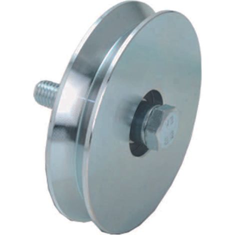 Ruota gola v per cancello 1 cuscinetto a sfera art.402 - Specifiche: Ø mm 120x24 portata Kg 250 gola V 92°
