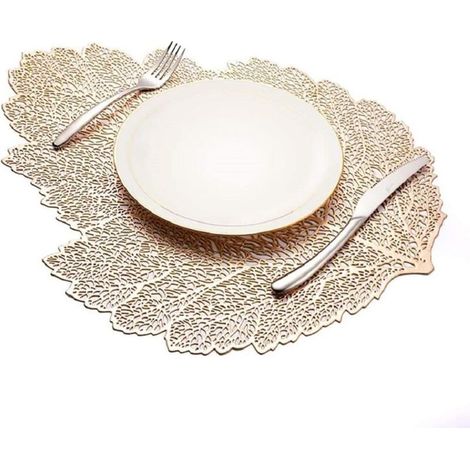 Lot de 4 sets de table ajourés lavables, sets décoratifs dorés (1/5)