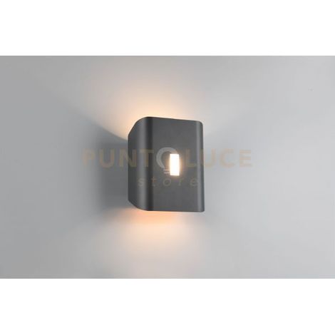 SANTERNO APPLIQUE DA ESTERNO LED 7,5W 850lm, 2300+3000+4000K BI-EMISSIONE FUSIONE DI ALLUMINIO ANTRACITE CON REGOLAZIONE TEMPERATURA DI COLORE DEL LED ED INTENSITA' IP54 H.20CM