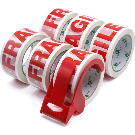 48 mm x 66 m ruban adhésif d'emballage pour colis et boîtes, Rouleau adhesif distributeur 6 rouleaux (1/5)