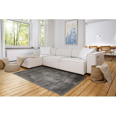 ASTRA Tapis «Sam» Uni Gris 160x230 cm très grand tapis à poils courts doux (1/4)