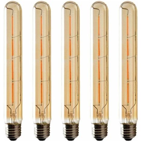 Lot de 5 Ampoules T225 Long Tube, Filament LED Edison, 6W Culot E27 Blanc Chaud, Verre Ambré Pour Décorative Ampoule, AC 220-240V (1/4)