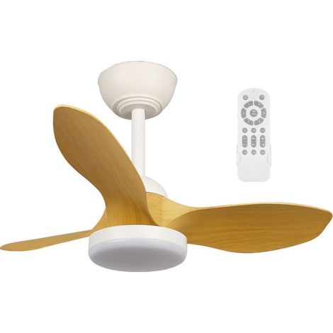 Ventilador LED Cavil Mini S Blanco+Madera CCT Dim (20W) (1/5)
