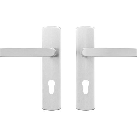 Kit de quincaillerie de porte intérieure Curve Click - Poignée de porte avec bouclier - Avec trou de cylindre - Aluminium - PC72 (1/5)