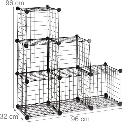 Sistema di scaffali 6 scomparti a griglia 30 x 30 cm nero 130002579