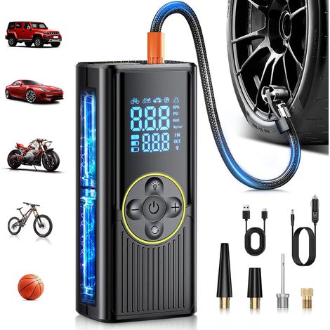 Wireless Car Tyre Inflator 8000 mAh, 150 PSI Portable Air Compressor, Electric Inflator for Dual Power Supply with Digital Display (1/5)
